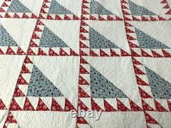 Early! PA c 1840-50s Lost Ship QUILT Antique Red Prussian BLUE Fine Quilting