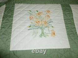 Embroidered Flower Quilt Hand Embroidery Violets, Lily, Church