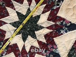 Estate Find Hand Quilted Lone Star Quilt 83x83 full queen Beautiful Blues