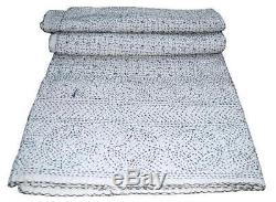 Ethnic Bedspread Ralli King SIze Vintage Kantha Quilt Indian Handmade Blanket-YZ