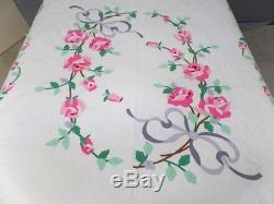 Exquisite Vintage Applique Pink Roses Quilt Handmade 74 x 86