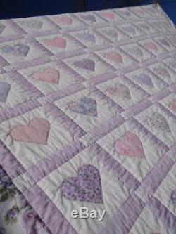 Exquisite Vintage Country Romance Valentine Wild Hearts Hand Made Heart Quilt