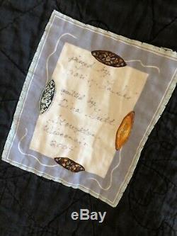 FABULOUS VINTAGE HANDMADE DOUBLE WEDDING RING QUILT King Cotton Patchwork Signed