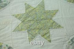 FLAW Vintage Handmade Thin Summer Quilt Stars Patchwork 82 x 82 Country Boho