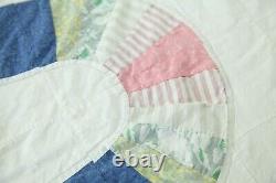 FLAW Vintage Handmade Thin Summer Quilt Stars Patchwork 82 x 82 Country Boho