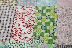 FLAW Vintage Novelty Print Colorful Scrappy Patchwork Quilt 77 x 75 Handmade