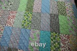 FLAW Vintage Novelty Print Colorful Scrappy Patchwork Quilt 77 x 75 Handmade