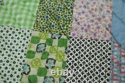 FLAW Vintage Novelty Print Colorful Scrappy Patchwork Quilt 77 x 75 Handmade