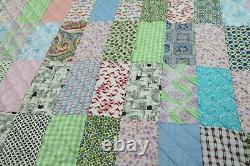 FLAW Vintage Novelty Print Colorful Scrappy Patchwork Quilt 77 x 75 Handmade