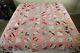 Flaw Worn Handmade Feedsack Quilt Old Early Pink Square 85 X 74 Country Antique