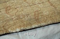 FLAWS Antique Patchwork Hand Tied Tumbling Blocks Quilt 77 x 70 Old Early