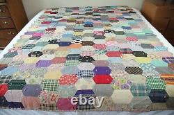 FLAWS WEAR Antique VTG Hand Tied Patchwork Quilt Feedsacks Novelty Print 63x80