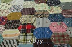 FLAWS WEAR Antique VTG Hand Tied Patchwork Quilt Feedsacks Novelty Print 63x80