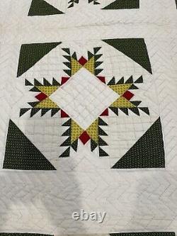 Feathered Star Antique Summer Quilt Coverlet 88x88 Great Colors