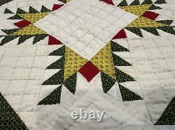 Feathered Star Antique Summer Quilt Coverlet 88x88 Great Colors