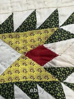 Feathered Star Antique Summer Quilt Coverlet 88x88 Great Colors