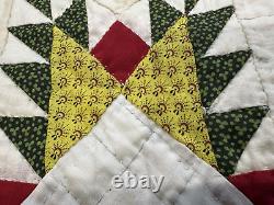 Feathered Star Antique Summer Quilt Coverlet 88x88 Great Colors