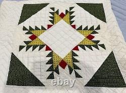 Feathered Star Antique Summer Quilt Coverlet 88x88 Great Colors