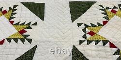 Feathered Star Antique Summer Quilt Coverlet 88x88 Great Colors