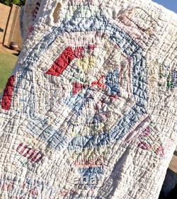 Feedsack Star Quilt 80 x 70 Vintage Amazing ALL Hand Sewn/Quilted 480 Pieces