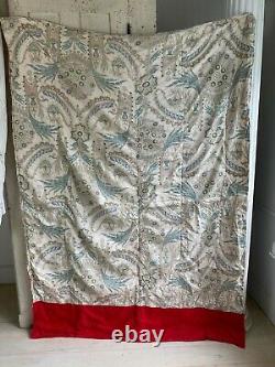 French Antique Quilt Piquee Boutis Natural Canvas Cotton Intricate Floral Design