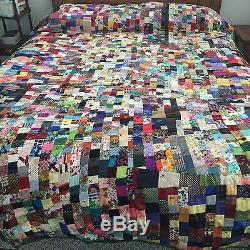 Full Size Scrap Quilt Made From 100's of Fabric Samples In Various Sizes