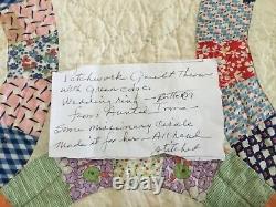 GORGEOUS 1930s Double WEDDING RING Quilt Made By Missionary Group (Note Incl)