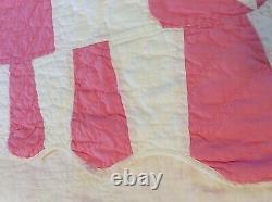 GORGEOUS Vintage Hand Made Quilt/Blanket Pink & White -Shabby Cottage Chic
