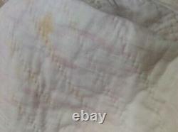GORGEOUS Vintage Hand Made Quilt/Blanket Pink & White -Shabby Cottage Chic