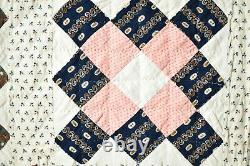 GORGEOUS Vintage Mid-19th Century Chimney Sweep Antique Quilt Early Fabrics