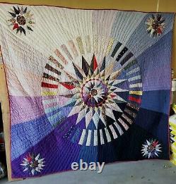 GORGEOUS Vintage hand made statement quilt. Multi-colored. Rare find LARGE 96X88