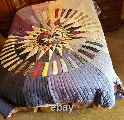 GORGEOUS Vintage hand made statement quilt. Multi-colored. Rare find LARGE 96X88