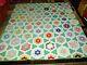 Grandmothers Flower Garden Vintage Quilt Hand Sewn Quilted Stitched 82x78