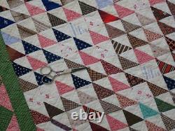 Gift Quality Outstanding Antique c1880 Pink & Green Flying Geese QUILT 82x64
