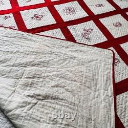 Gorgeous 66x75 Antique From 1908 Hand Stitched Cotton Quilt