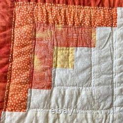 Gorgeous Handmade and Hand Stitched Cotton Log Cabin Quilt 70x80