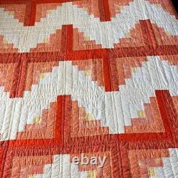 Gorgeous Handmade and Hand Stitched Cotton Log Cabin Quilt 70x80