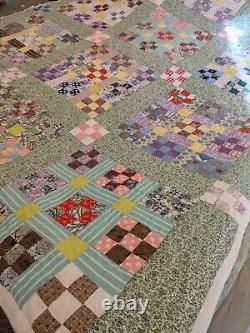 Gorgeous Homemade Antique Advanced 9 Block Quilt