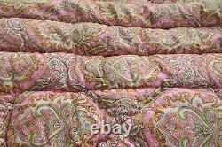 Gorgeous Vintage French Paisley Wool Filled Handmade Boutis Quilt c1930 6 x 6FT