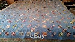 Gorgeous Vintage Nine Patch handmade quilt, 84×68, Beautiful, Hand Stitched
