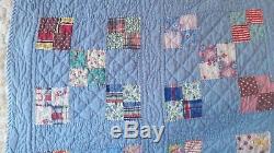 Gorgeous Vintage Nine Patch handmade quilt, 84×68, Beautiful, Hand Stitched