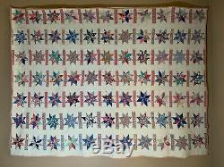 HAND MADE QUILT 81 x 63, Cotton, hand sewn Vintage OOAK- MUST SEE