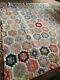 Hand Sewn Quilt Vintage Antique Quilt Hand Made 67 X 84 6 Sided, Peach