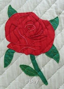 HAND SEWN QUILT vintage antique quilt Handmade Cotton 86 x 65 pink flowers