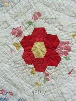 HAND SEWN QUILT vintage antique quilt Handmade Cotton 88 x 75 flower garden