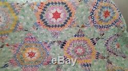 HAND SEWN VINTAGE ANTIQUE HAND MADE 76 x 88 DATED 1935 TINY 7700+ PC STAR QUILT