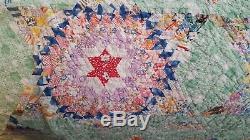 HAND SEWN VINTAGE ANTIQUE HAND MADE 76 x 88 DATED 1935 TINY 7700+ PC STAR QUILT