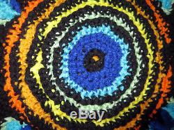 HANDMADE Crochet AFGHAN vtg STAINED GLASS Knit THROW Quilt COUCH Lap BED BLANKET