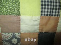 HANDMADE VINTAGE PATCHWORK QUILT 112 x 76 2 SQUARES COUNTRY COLORFUL