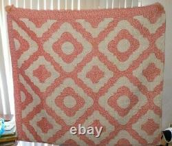 HUGE Vintage 100% Handstitched Handmade Quilt 100in X 108in Beautiful Very Soft